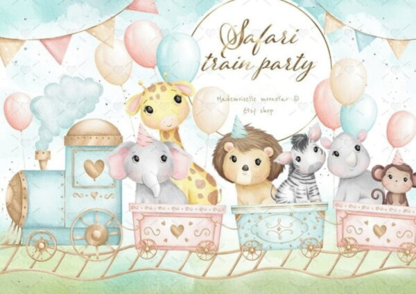 Kit Digital Safari Aquarela - Clipart + 1 Arquivo Extra