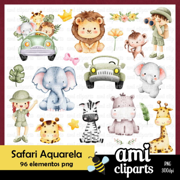 Kit Digital Safari Aquarela