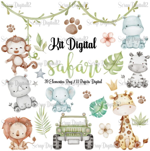 Kit Digital - Safari Aquarela