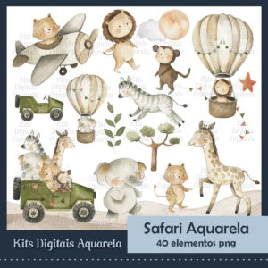 Kit Digital Safari Aquarela