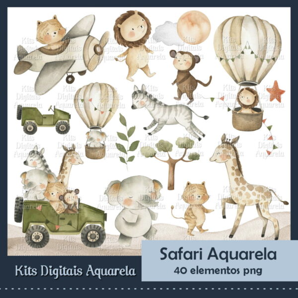Kit Digital Safari Aquarela