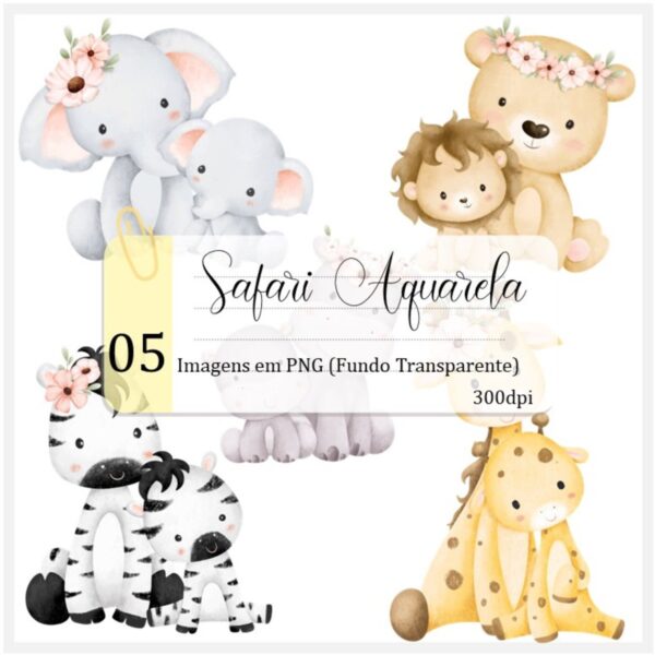 Kit Digital - Safari Aquarela - Mães E Bebês
