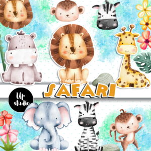 Kit Digital Safari Aquarelado 16