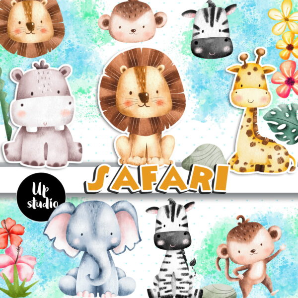 Kit Digital Safari Aquarelado 16