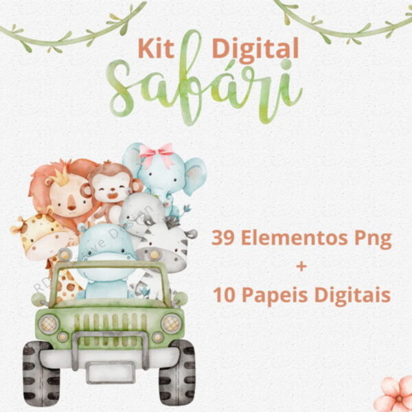 Kit Digital - Safari Aquarelado (01) - Imagem 2