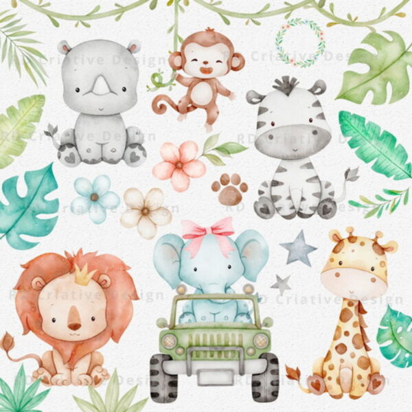 Kit Digital - Safari Aquarelado (01) - Imagem 3