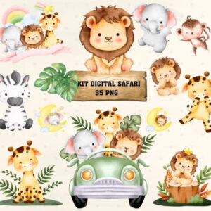 Kit Digital Safari Aquarelado #1576#