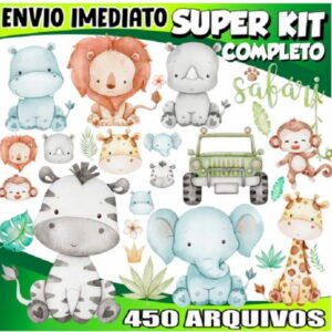 Kit Digital Safari Aquarelado