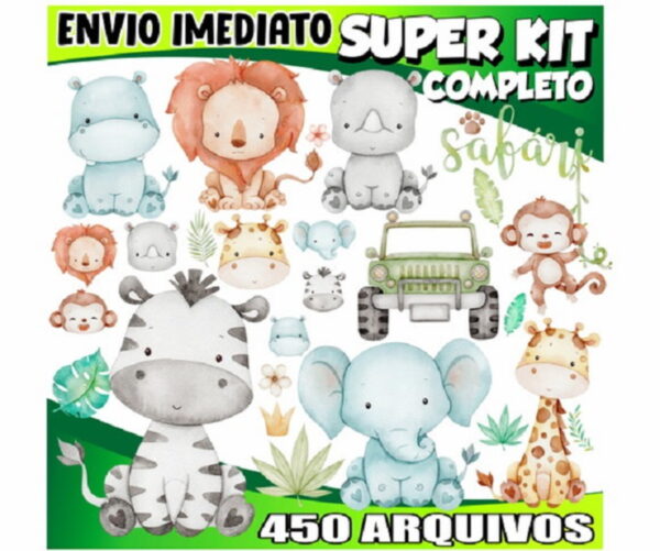 Kit Digital Safari Aquarelado