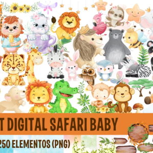 KIT DIGITAL SAFARI BABY AQUARELA 1 + UM KIT DIGITAL