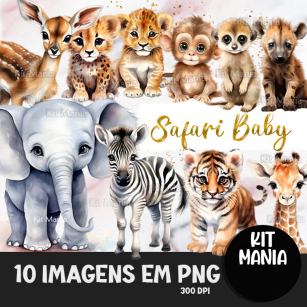 Kit Digital Safari Baby Aquarela - Imagem 2