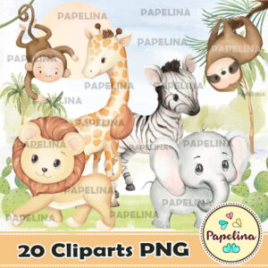 Kit Digital Safari Baby Aquarela