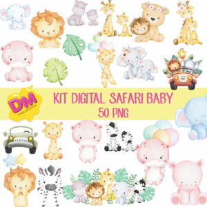 Kit Digital Safari Baby Aquarelado