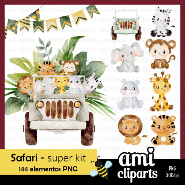 Kit Digital Safari Aquarela
