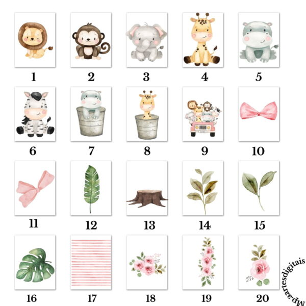 Kit Digital Safari Rosa Aquarela Png 011 Compre 1 Leve 2 - Image 2