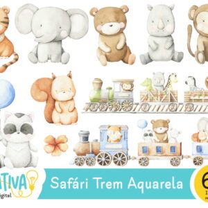 Kit Digital - Safári Trem Aquarela