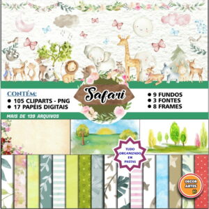 Kit Digital Scrapbook - Safari Aquarela