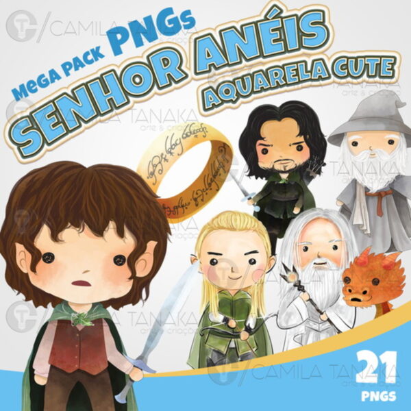 Kit Digital Senhor dos Aneis Aquarela Cute (pague 1 Leve 3)