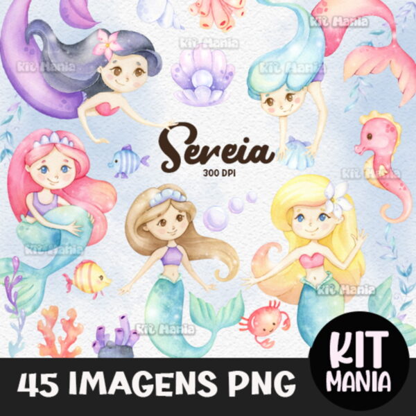 Kit Digital Sereia Aquarela