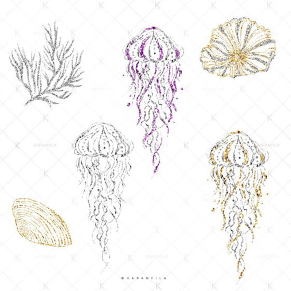 Kit Digital Sereia Mar Praia Aquarela 40 Arquivos PNG - C.54 - Imagem 4