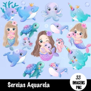 Kit Digital - Sereias Aquarela 2