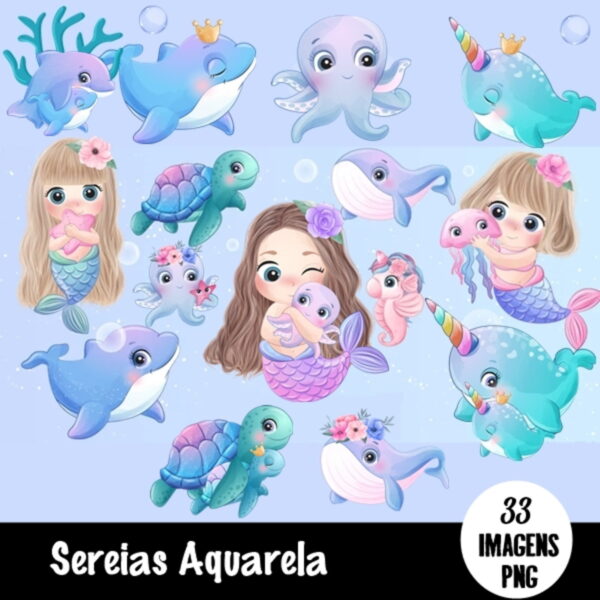 Kit Digital - Sereias Aquarela 2