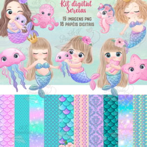Kit Digital Sereias Aquarela 1122