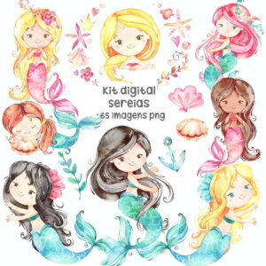 Kit Digital Sereias Aquarela #638#