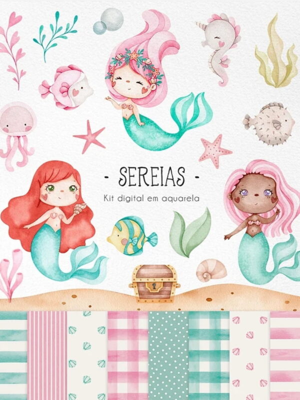 Kit Digital - Sereias Aquarela