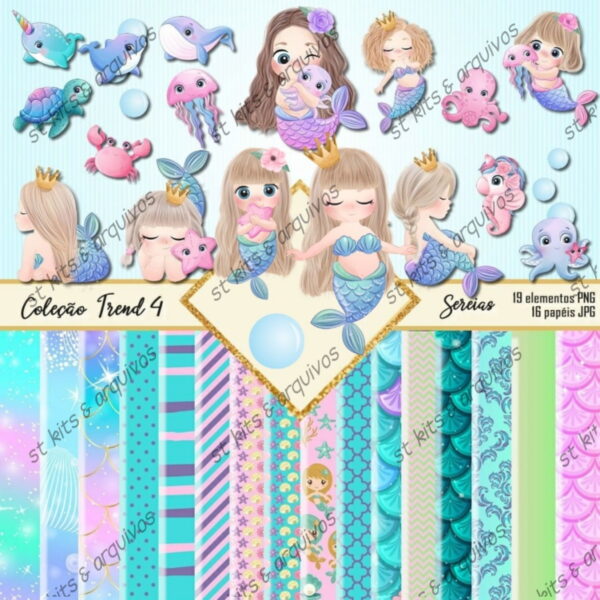 Kit Digital Sereias Cute