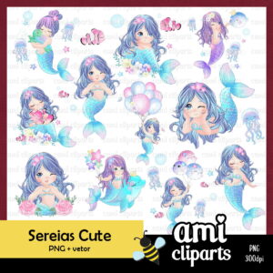 Kit Digital Sereias Cute