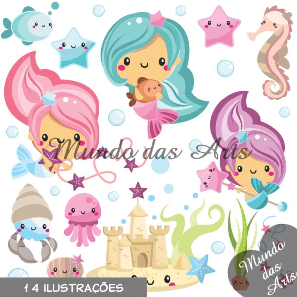 Kit Digital Sereias + 2 Kits de Brinde!!! - Imagem 2