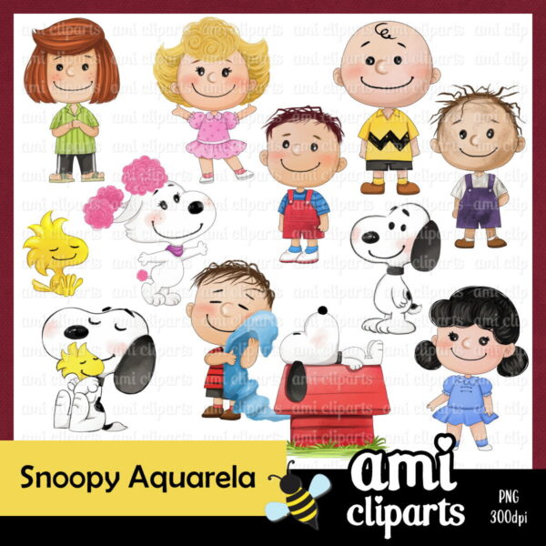 Kit digital Snoopy aquarela