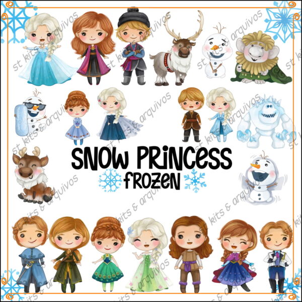 Kit Digital Snow Princess - Frozen - Aquarela