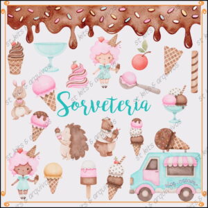 Kit Digital Sorveteria Aquarela