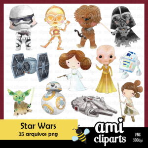 Kit digital Star Wars aquarela