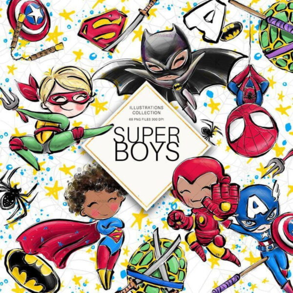Kit Digital Super Boys Aquarela