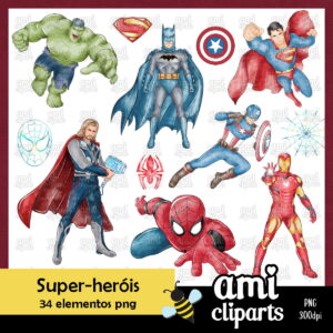 Kit Digital Super Herois Aquarela