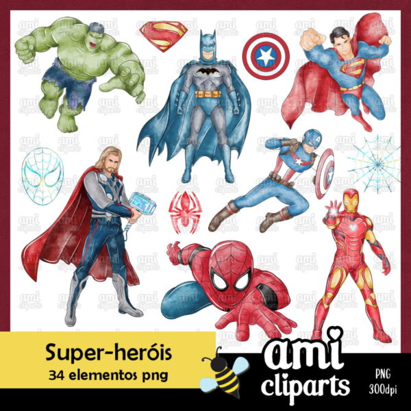 Kit Digital Super Herois Aquarela