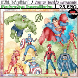Kit Digital Super Herois Aquarela