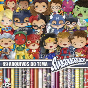 Kit Digital Super Heróis Aquarela