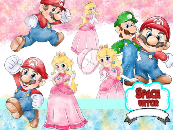 Super Mario Aquarela Kit Digital Compre 1 Leve 3