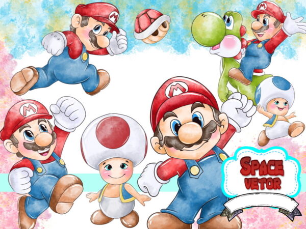 Super Mario Aquarela Kit Digital Compre 1 Leve 2