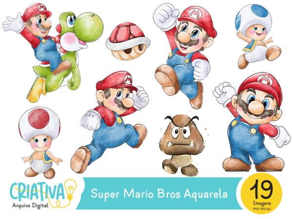 Kit Digital - Super Mario Bros Aquarela