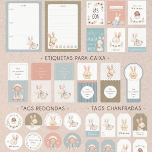 Kit Digital - Tags Feliz Páscoa Aquarela
