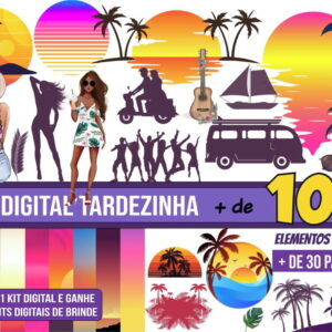 Kit Digital Tardezinha Png-verão + 3 Kits de Brinde
