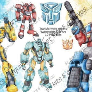 Kit Digital Transformers Em Aquarela