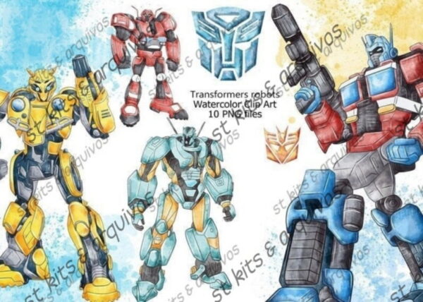 Kit Digital Transformers Em Aquarela