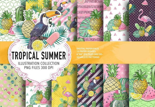 KIT DIGITAL TROPICAL AQUARELA - Image 2