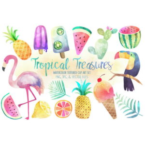 Kit Digital Tropical Aquarela